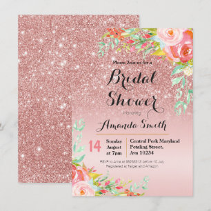 Rose Gold Bridal Shower invitation Floral