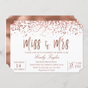 Rose Gold Bridal Shower Invitation , Miss to Mrs
