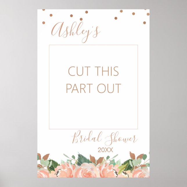 Rose Gold Bridal Shower Photo Booth Frame Poster (Front)