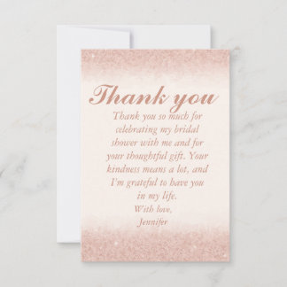 Rose Gold Bridal Shower Thank You Cards