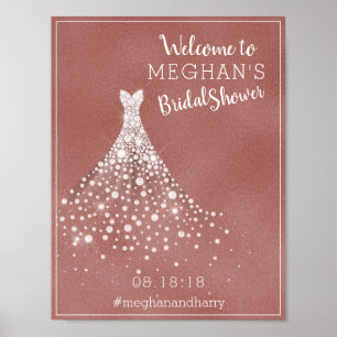 Rose Gold Bridal Shower Welcome Sign Wedding Gown