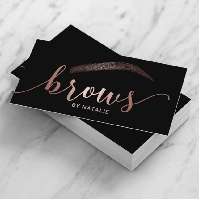 Rose Gold Brows Microblading Salon Typography Business Card (Creator Uploaded)