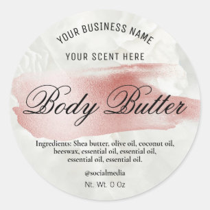 Rose Gold Brush Marble Body Butter Labels