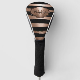 Rose Gold Brush Stripes Golf Head Cover