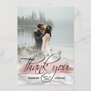 Rose Gold Brush Stroke Wedding Thank You   PHOTO Invitation