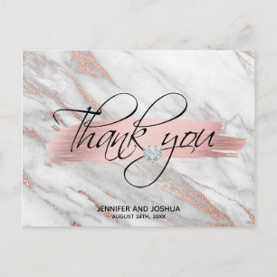 Rose Gold Brush Stroke Wedding Thank You   PHOTO Postcard
