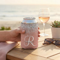 Rose Gold Brushed Metal Glitter Monogram Name
