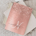 Rose Gold Brushed Metal Glitter Monogram Name iPad Mini Cover<br><div class="desc">Easily personalise this trendy chic ipad cover design featuring pretty rose gold sparkling glitter on a rose gold brushed metallic background.</div>