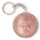 Rose Gold Brushed Metal Glitter Monogram Name