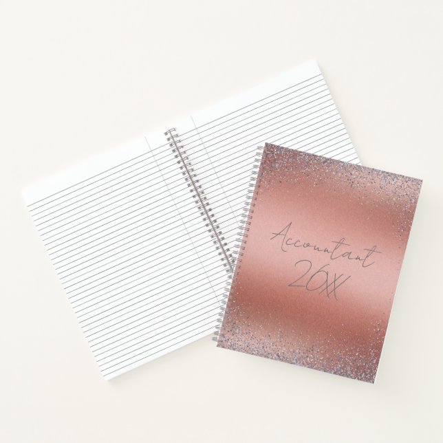 Rose Gold Brushed Metal Glitter Monogram | Notebook (Inside)