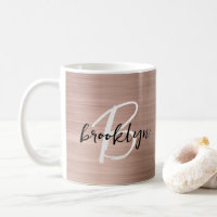 Rose Gold Brushed Metal Script Monogram