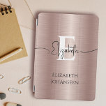 Rose Gold Brushed Metal White Monogram Name Glam iPad Mini Cover<br><div class="desc">Add a touch of sophistication to your iPad Air with our Rose Gold Brushed Metal White Monogram Name Glam iPad Air Cover! Crafted with a luxurious rose gold brushed metal texture, this cover exudes elegance and style. Personalise it with your monogram in bold white text and your script name in...</div>