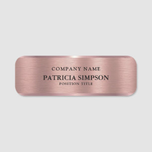Rose Gold Brushed Metallic Texture Design: Elegant Name Tag
