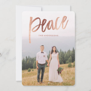 Rose Gold Brushed Overlay Holiday Photo Card