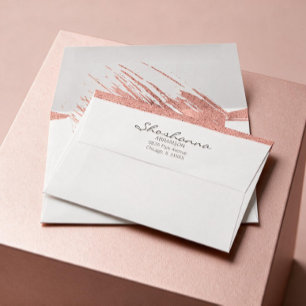 Rose Gold Brushstroke Bat Mitzvah 5x7 Envelope