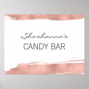 Rose Gold Brushstroke Bat Mitzvah Candy Bar Poster