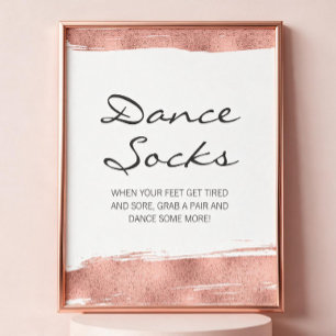 Rose Gold Brushstroke Bat Mitzvah Dance Socks Sign