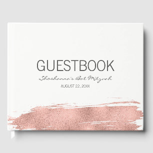Rose Gold Brushstroke Bat Mitzvah Guest Book