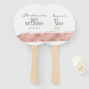 Rose Gold Brushstroke Bat Mitzvah Hand Fan