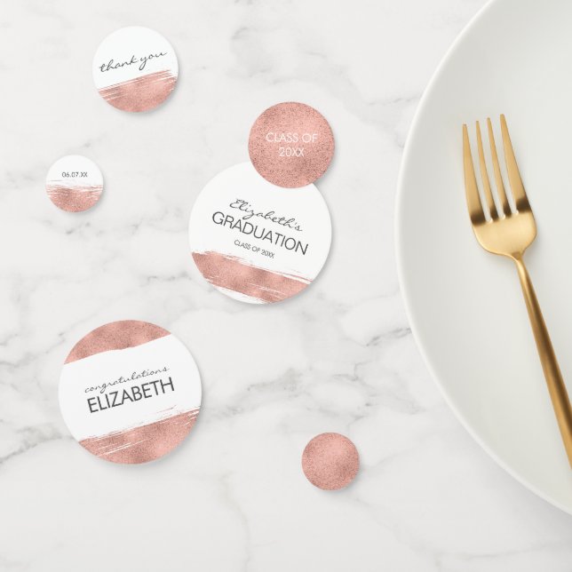 Rose Gold Brushstroke Graduation Confetti (Group)