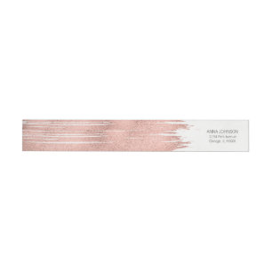 Rose Gold Brushstroke Wraparound Address Label