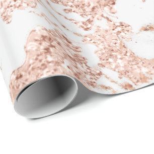 Rose Gold Bubble Molten Glitter Bride Marble Grey Wrapping Paper