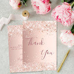 Rose gold budget birthday thank you card<br><div class="desc">A feminine and elegant birthday thank you card. A rose gold, pink gradient background colour. With confetti. On front large dark rose gold coloured hand lettered script and the text: Thank You. Back: Personalise and add Your thank you note and name. The name is written with a modern hand lettered...</div>