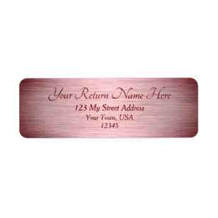 Rose Gold Burgundy Brushed Metal Return Address Label