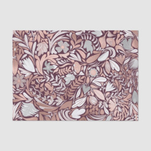 Rose Gold Burgundy Floral Illustration Pattern Tissue Paper