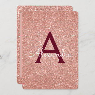Rose Gold Burgundy Sparkle Glitter Sweet 16 Invitation