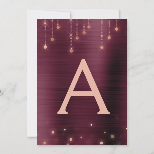 Rose Gold Burgundy Sparkle Sweet Sixteen Birthday Invitation (Front)