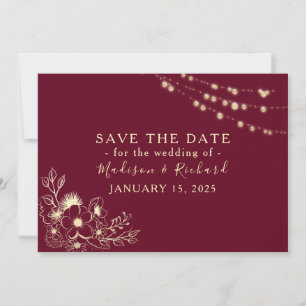 Rose Gold Burgundy Wedding Save The Date