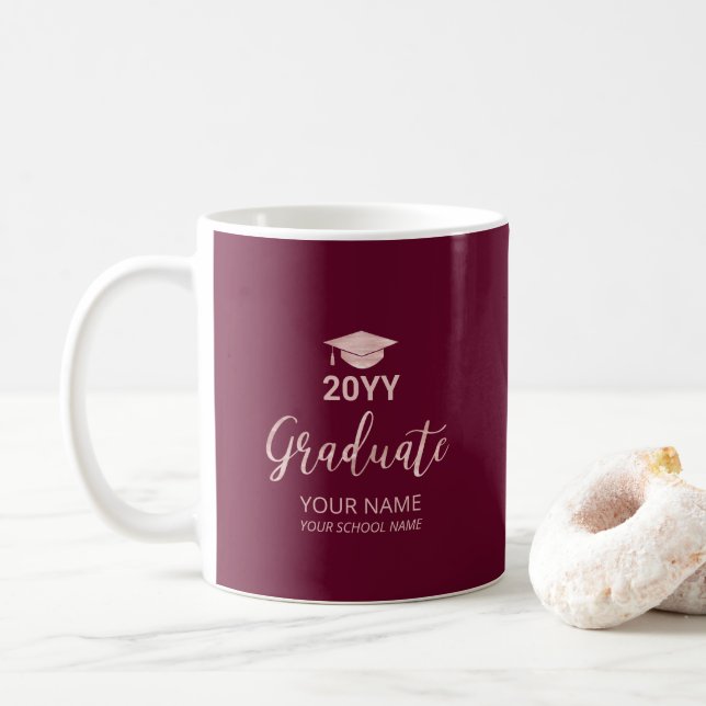 Rose Gold & Burungy Personalised Graduation Gifts Coffee Mug (With Donut)