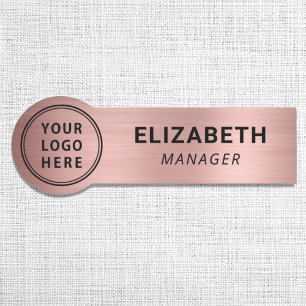 Rose Gold Business Company Logo Name Tag