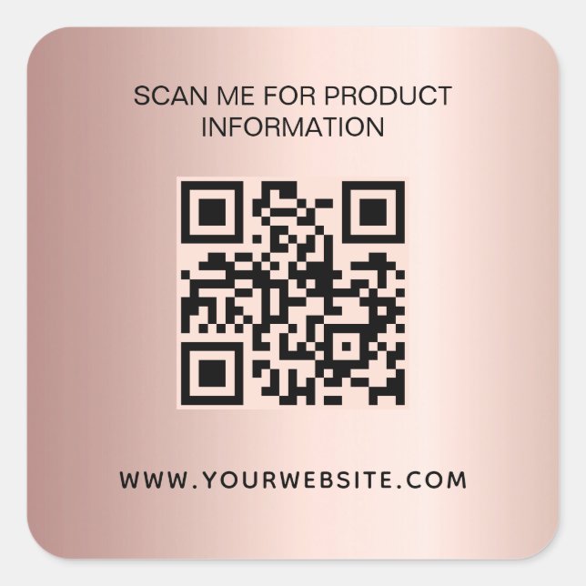 Rose gold business information qr code square sticker (Front)