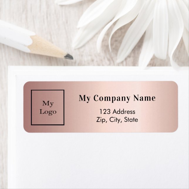 Rose gold business logo return address label (Insitu)