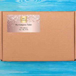 Rose gold business logo return address shipping