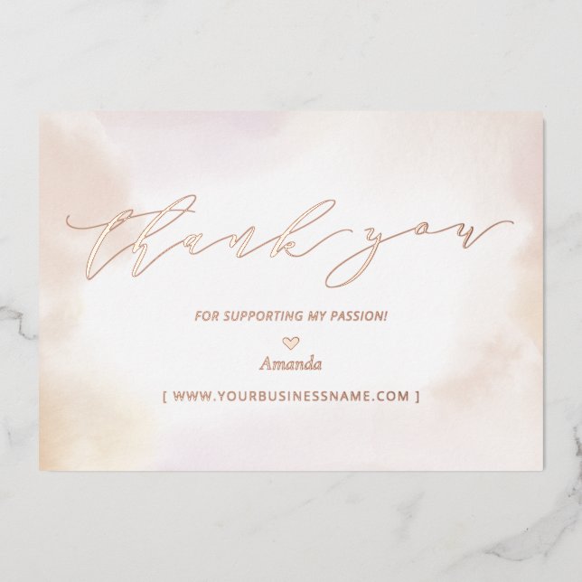 Rose Gold Business Logo Thank you Package Insert (Front)