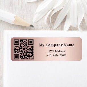 Rose gold business qr code return address return address label