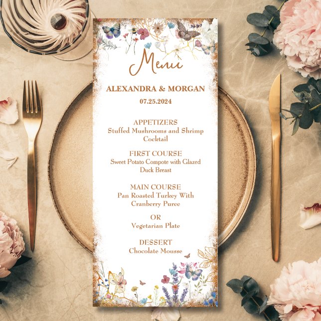 Rose Gold Butterfly Garden Flat Menu (Creator Uploaded)