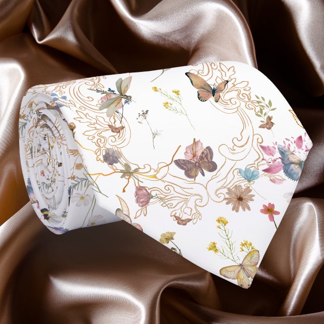 Rose Gold Butterfly Garden Neck Tie (Creator Uploaded)
