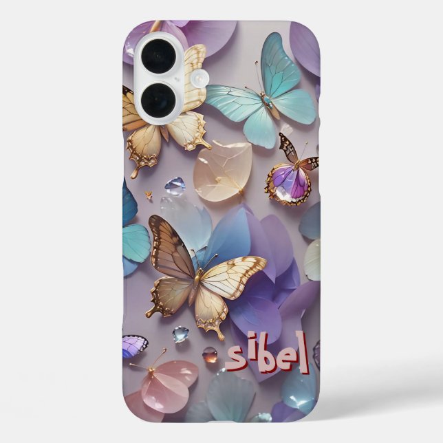 Rose Gold Butterfly Monogrammed Case- Mate iPhone  Case-Mate iPhone Case (Back)