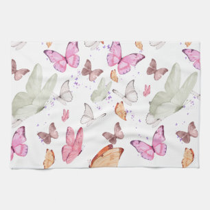 rose gold butterfly tea towel