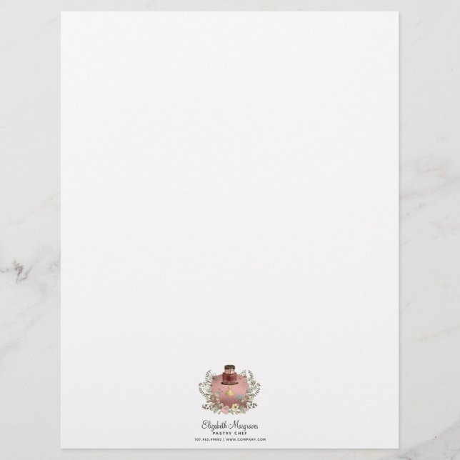 Rose Gold Cake Bakery Baker Pastry Chef Custom Letterhead (Front)