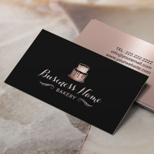 Rose Gold Cake Logo Bakery Modern Pastry Chef Business Card