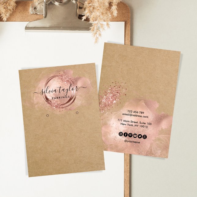 Rose Gold Calligraphy art Earring display card (Creator Uploaded)