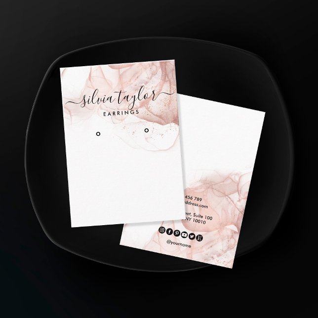 Rose Gold Calligraphy art Earring display card (Creator Uploaded)