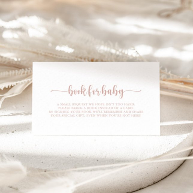 Rose Gold Calligraphy Baby Shower Book Request   Enclosure Card (Creator Uploaded)