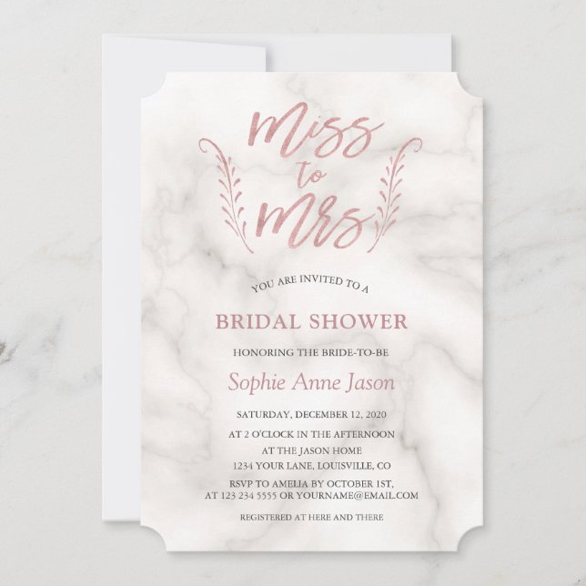 Rose Gold Calligraphy Bridal Shower Bachelorette Invitation (Front)