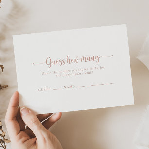 Rose Gold Calligraphy Guess How Many Game Card